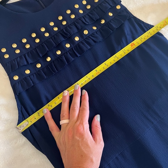 MICHAEL Michael Kors Navy Blue Studded Sleeveless Shift Dress - Picture 4 of 8